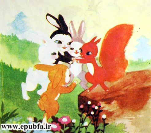 چهارخرگوش کوچولو به چیدن قارچ میروند-کتاب تصویری آموزش اتحاد و همکاری به کودکان-ایپابفا سایت قصه و داستان17